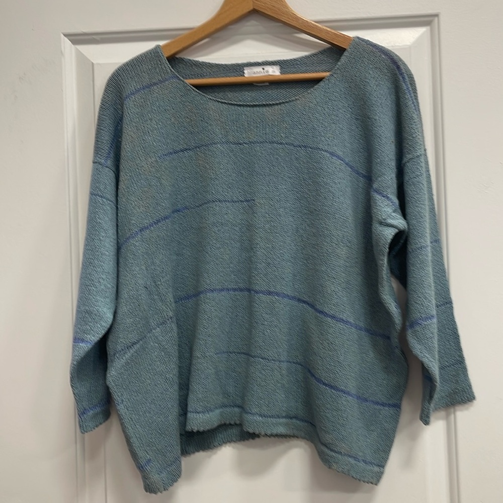 Knit sweater, size Medium, blue/blue stripe